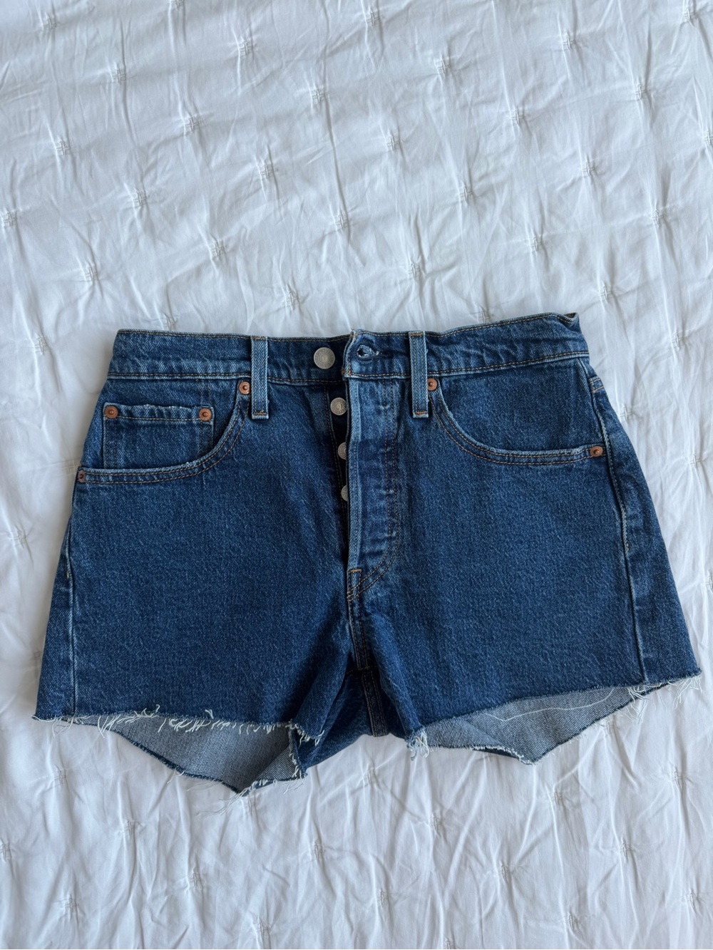 Levi's Dark Blue Button-Front Denim Shorts